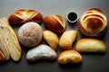 Traditional baking buns of wheat flour baked bread