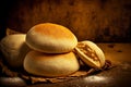 traditional baking buns of wheat flour baked bread