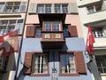 Traditional balconies on old houses in the city of Zurich Royalty Free Stock Photo