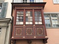 Traditional balconies on old houses in the city of Zurich Royalty Free Stock Photo