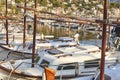 Traditional balearic boats, llauts. Soller harbor. Mallorca island