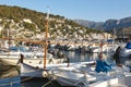 Traditional balearic boats, llauts. Soller harbor.  Mallorca island Royalty Free Stock Photo