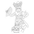 A Traditional Bali Dancer Line Art Illustration