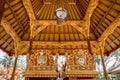 Traditional Balinese architecture in a Hindu temple in Central Ubud. The most popular tourist destination in Ubud. Royalty Free Stock Photo