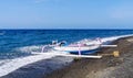 Jukung, the traditional Balinese fishing boat, at the beach in Amed. Bali, Indonesia