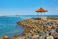 Traditional Balinese gazebo with ocean view Royalty Free Stock Photo