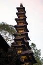 Traditional balinese golden tower of temple, Ubud, Bali, Indonesia Royalty Free Stock Photo