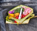Traditional balinese morning offerings canang sari, Indonesia