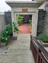 traditional Balinese style gate of natural stone