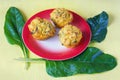 Balkan cuisine. Proja - bread from corn and chard - with chard leaves blitva Royalty Free Stock Photo