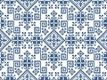 Zmijanjski vez embroidery style vector seamless pattern - textile or fabric print ispired by cross-stitch folk art designs from Bo