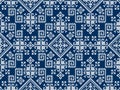 Zmijanjski vez embroidery style vector seamless pattern - textile or fabric print ispired by cross-stitch folk art designs from Bo