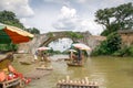 Traditional bamboo raft on Yulong River, Yangshuo, Guangxi, China. Royalty Free Stock Photo