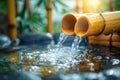 Traditional Bamboo Water Fountain Japanese Garden, generated ai Royalty Free Stock Photo