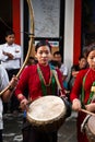 Traditional band player, World Tourism Day in Pokhara, Nepal