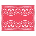 Papel Picado templater vector design, Mexican cut out paper decorations with flowers and geometric shapes - greeting card, invitat