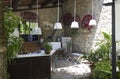 Traditional bar countertop in the outdoors of a rustic restaurant