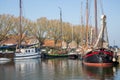 Traditional barge in harbor of Enkhuizen, The Netherlands