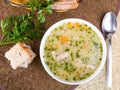 Traditional barley soup with meat