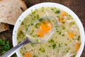 Traditional barley soup with meat