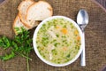 Traditional barley soup with meat