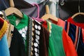 Traditional Bashkir women dresses offered for sale at Sabantui holiday