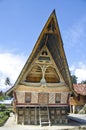 Traditional Batak house on the Samosir island. Royalty Free Stock Photo