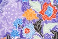 A traditional batik Indonesian fabric with flowers pattern. Royalty Free Stock Photo