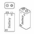 Traditional Battery 9V. Outline only.