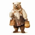 Traditional Bavarian Bear Portrait With Wooden Buckets