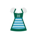 Traditional Bavarian clothing Dirndl isolated on white. Oktoberfest folk costume flat vector icon. Easy to edit template for your Royalty Free Stock Photo