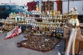 Traditional Arab coffee pots and other merchandise on the bazaar market in Riyadh, Saudi Arabia