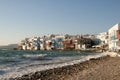 Traditional beachfront houses in Mykonos Greece