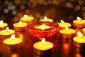 Traditional beautiful candles lamps on the Diwali festival