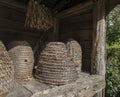 Traditional beehives flipped from straw