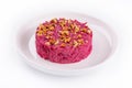 Traditional Beetroot salad with nuts on plate Royalty Free Stock Photo