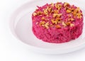 Traditional Beetroot salad with nuts on plate Royalty Free Stock Photo