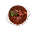 Traditional beetroot soup Borscht on white isolated background. Ukrainian and Russian national cuisine Royalty Free Stock Photo