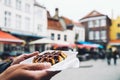 Traditional Belgian dessert, pastry - Belgium tasty waffle with