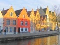 Traditional Belgian houses on side of canal