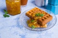 Traditional Belgian waffles Royalty Free Stock Photo