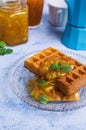 Traditional Belgian waffles Royalty Free Stock Photo