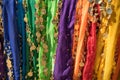 Traditional belly dancer skirt colorful vibrant background