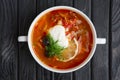 Traditional belorussian soup solyanka Royalty Free Stock Photo