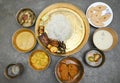Traditional Bengali cuisine and food meal thali of West Bengal, India. Bengali food thali in kolkata. Royalty Free Stock Photo
