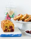 Traditional berry fruits pound cake for breakfast