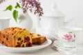 Traditional berry fruits pound cake for breakfast