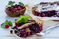 Traditional berry pie on rustic background