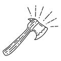 traditional black line work tattoo style hatchet axe Royalty Free Stock Photo