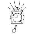 traditional black line work tattoo style ticking clock Royalty Free Stock Photo